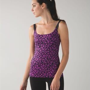 LULULEMON barre none tank purple cheetah print size 4